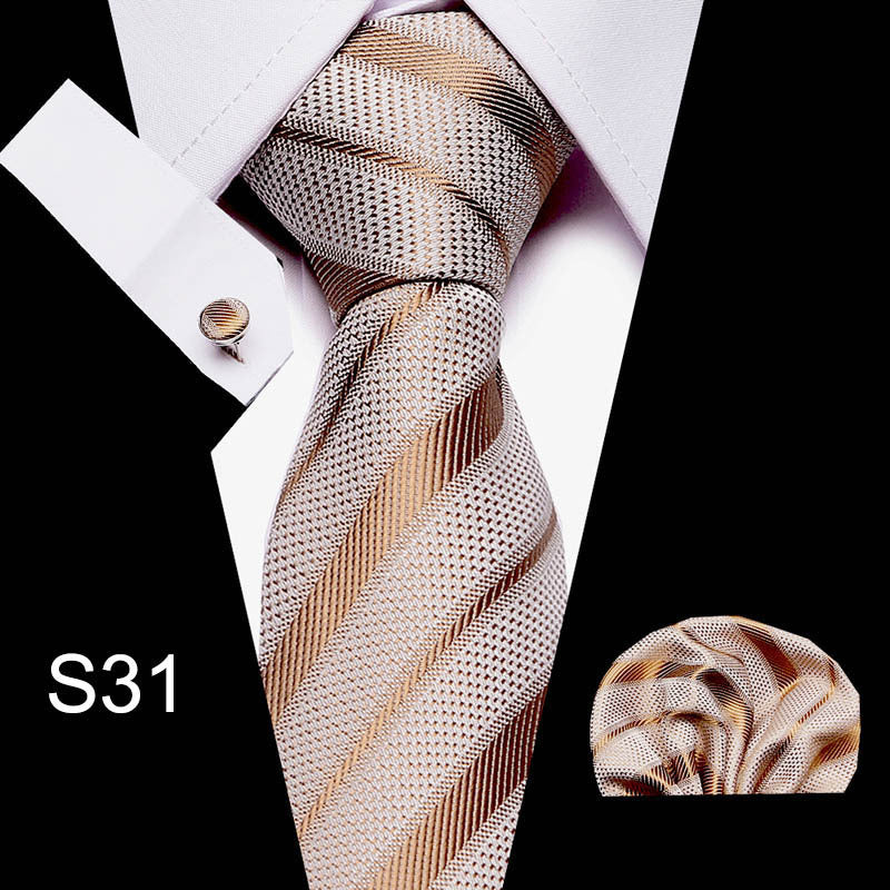 Men's business tie in beige with subtle diagonal stripe texture