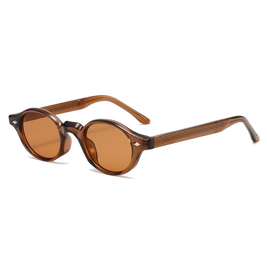 Brown sunglasses with a white background