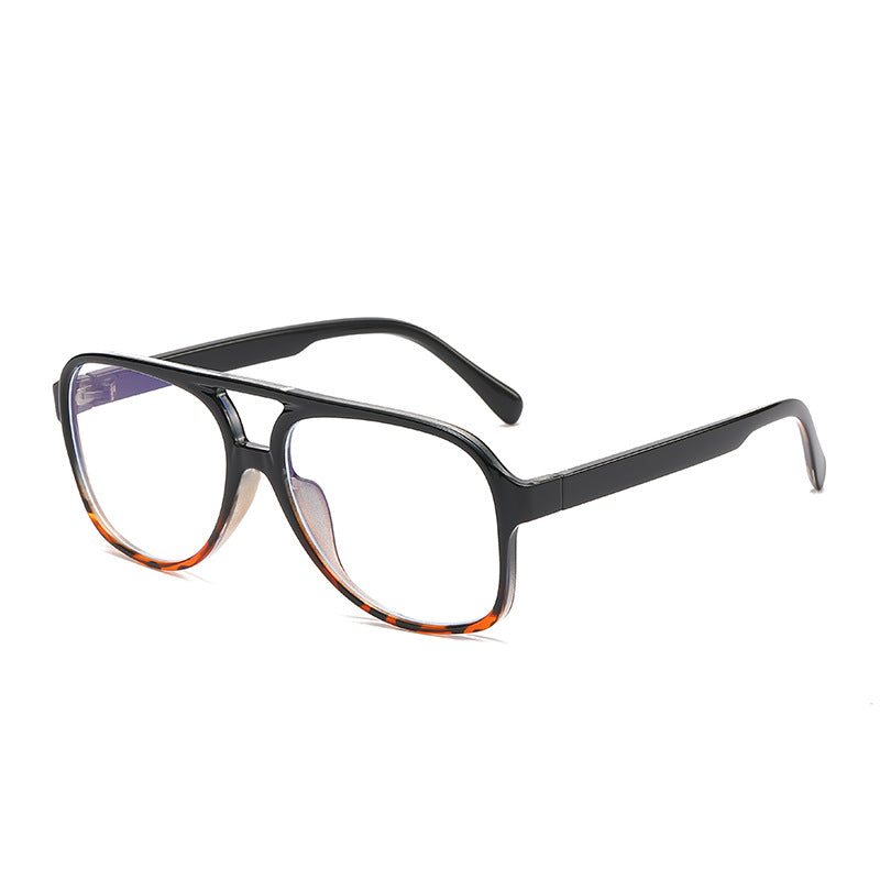 Unisex polarized sunglasses, black frame with clear lenses and amber tint