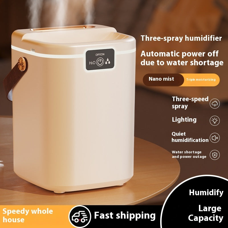 White desktop humidifier with three-spray nozzle and front control display