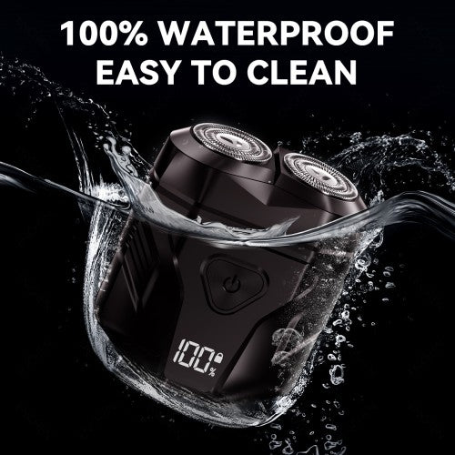 Black GEC wet and dry electric shaver with twin rotary heads and LED battery display