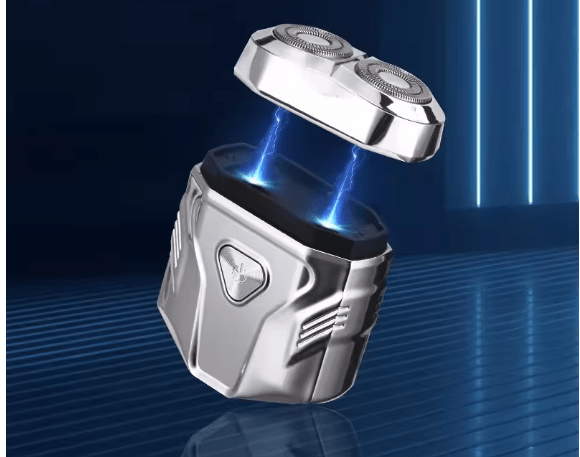 Silver GEC shaver with detachable twin-head shaving unit