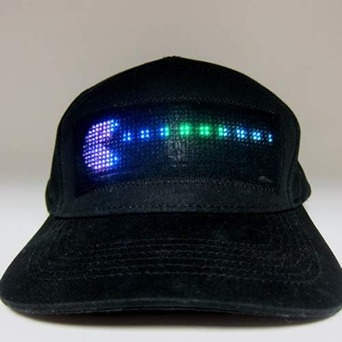 Black Bluetooth cap with a blue and green LED pattern across the front