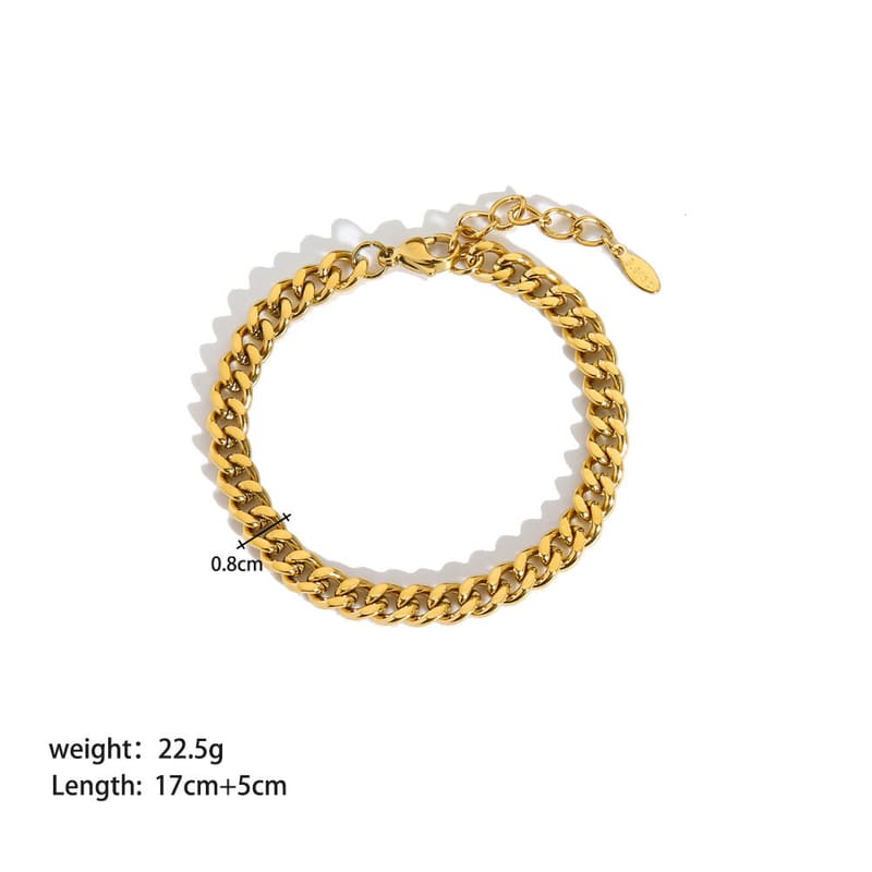 Gold-tone chunky curb chain bracelet with clasp and small tag end