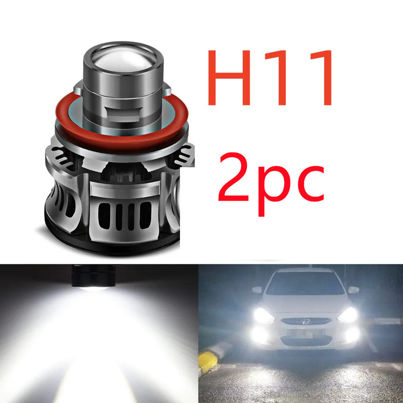 H11 LED fog lamp bulb, silver housing with red ring and vented fins (2 pc)