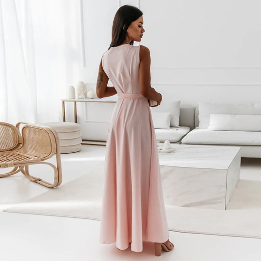 V-neck Sleeveless Maxi Dress