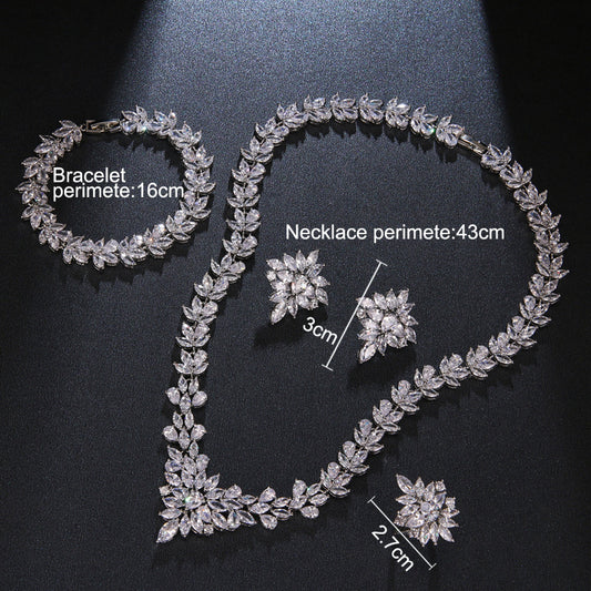 Dazzling Zircon Bridal Jewelry Set – Necklace, Bracelet & Ring