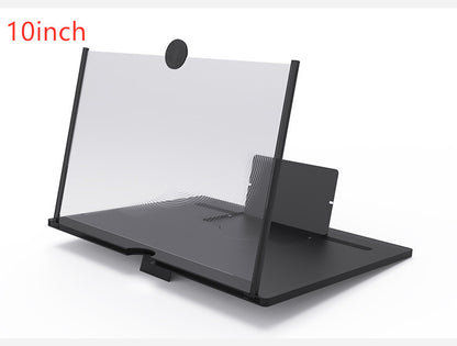 Black 10-inch 3D mobile screen magnifier stand with clear viewing panel