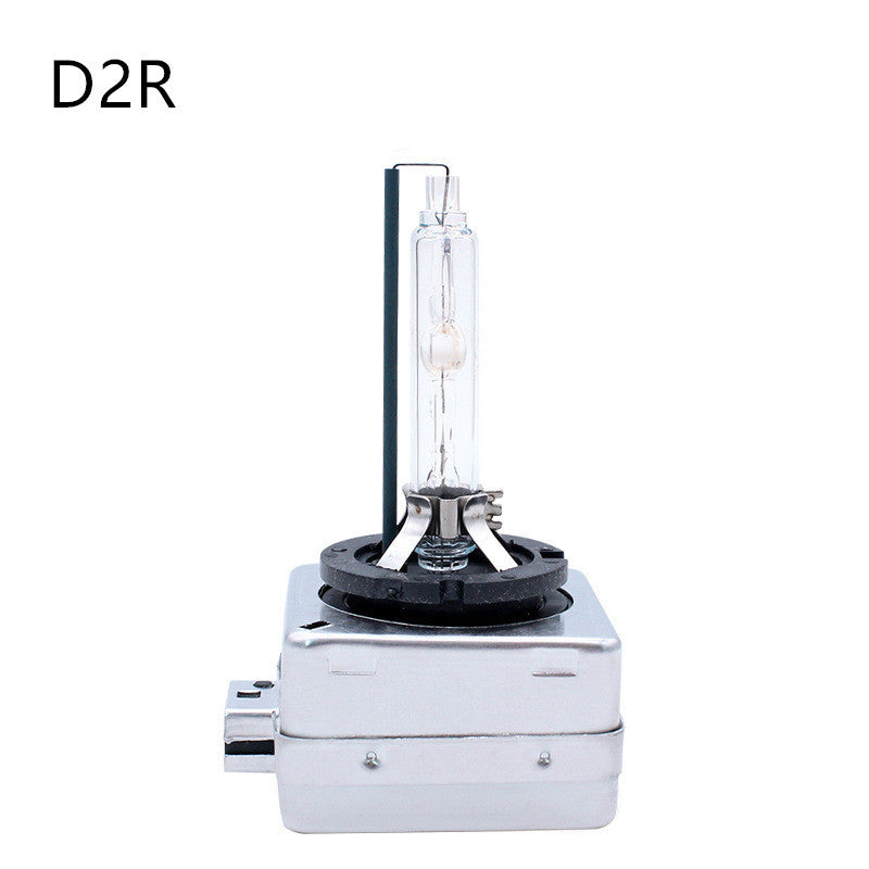 Car headlight bulb with base on a white background, featuring the brand 'D2R'.