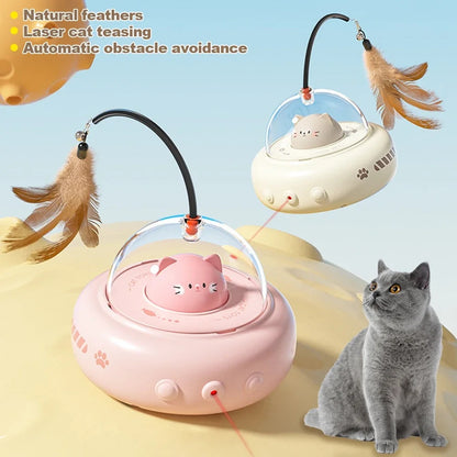 Smart UFO Cat Toy | Automatic Laser & Feather Teaser for Cats