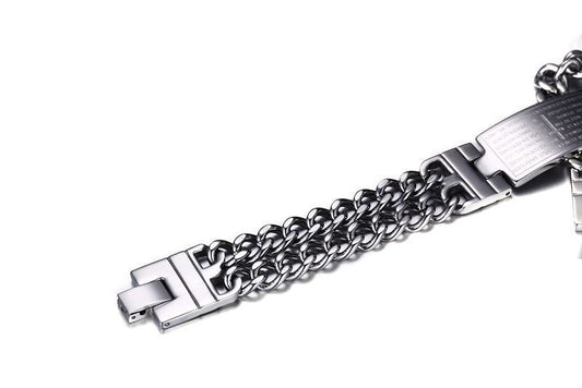 Stainless steel chain bracelet on a white background