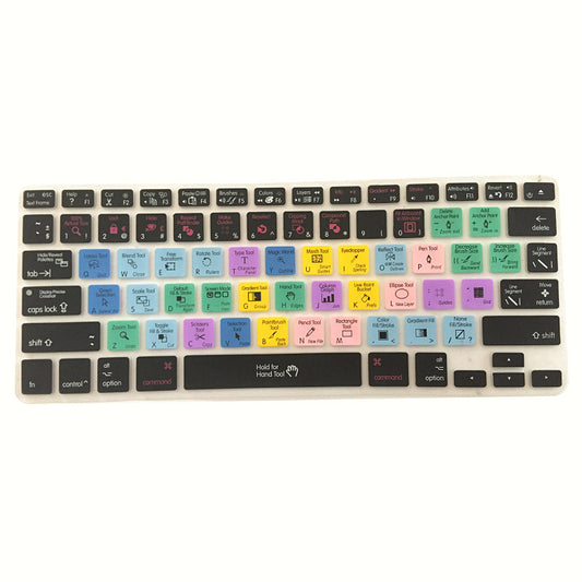 Colorful laptop keyboard silicone cover with shortcut stickers on keycaps