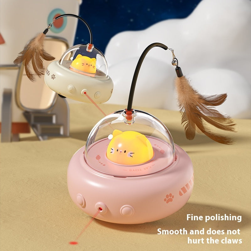 Smart UFO Cat Toy | Automatic Laser & Feather Teaser for Cats