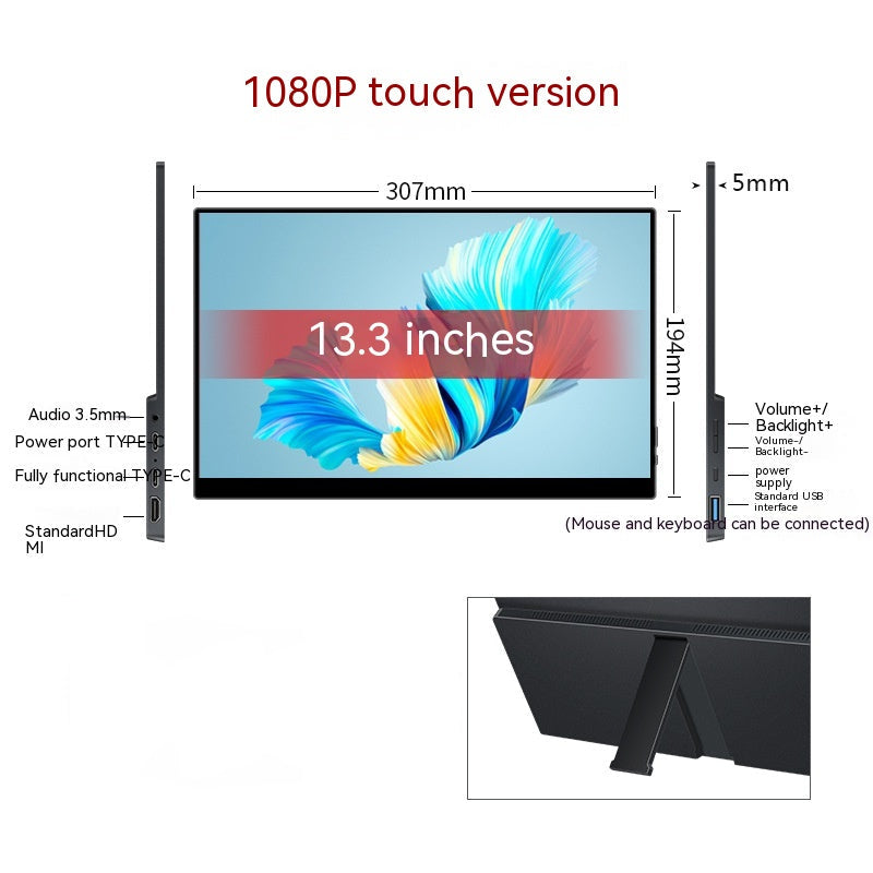 13.3-inch display with specifications and branding on a white background