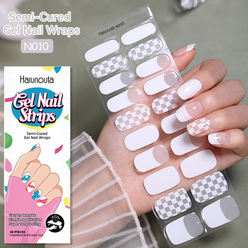 Semi-Cured Gel Nail Wraps Stickers Semi-curing French Gel