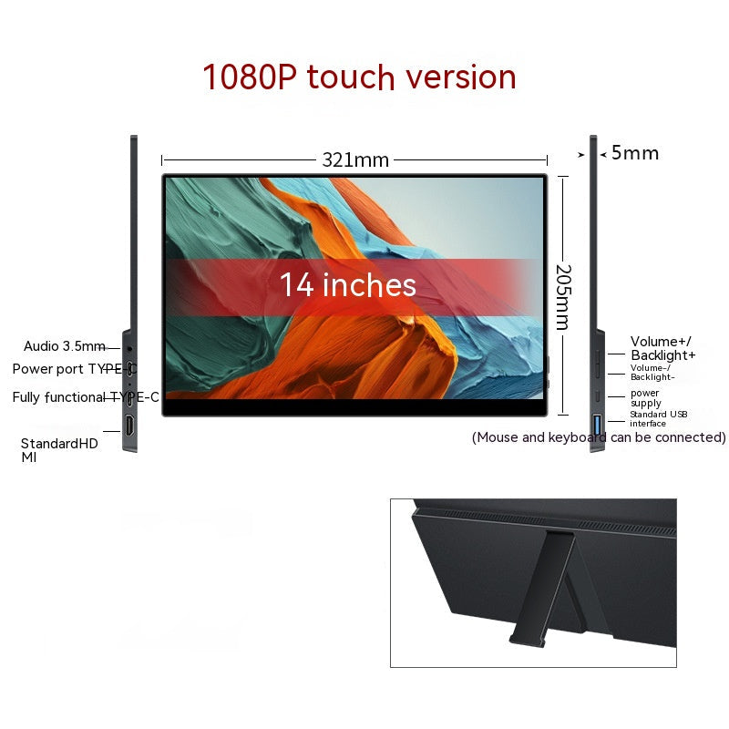 14-inch display with specifications and features on a white background