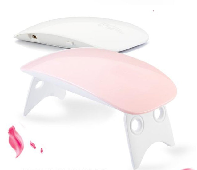White and pink portable USB LED nail lamps with curing light effect on nails