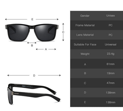Black men’s sunglasses with square lenses and angular temple arms