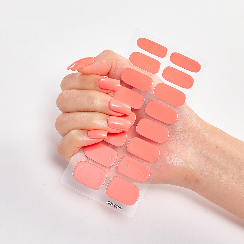 Nail sticker wraps set with glossy peach oval full nail decals