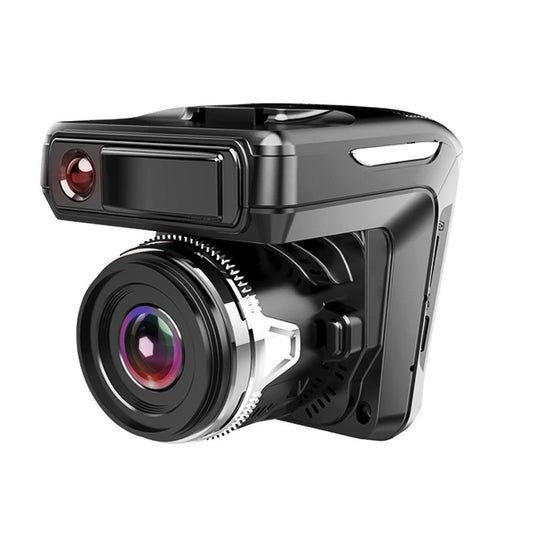 Black camera with lens on a white background