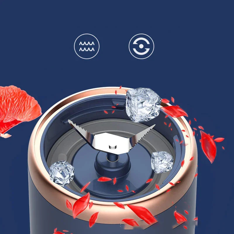 Six-blade portable blender blade assembly with metal blades and ice pieces
