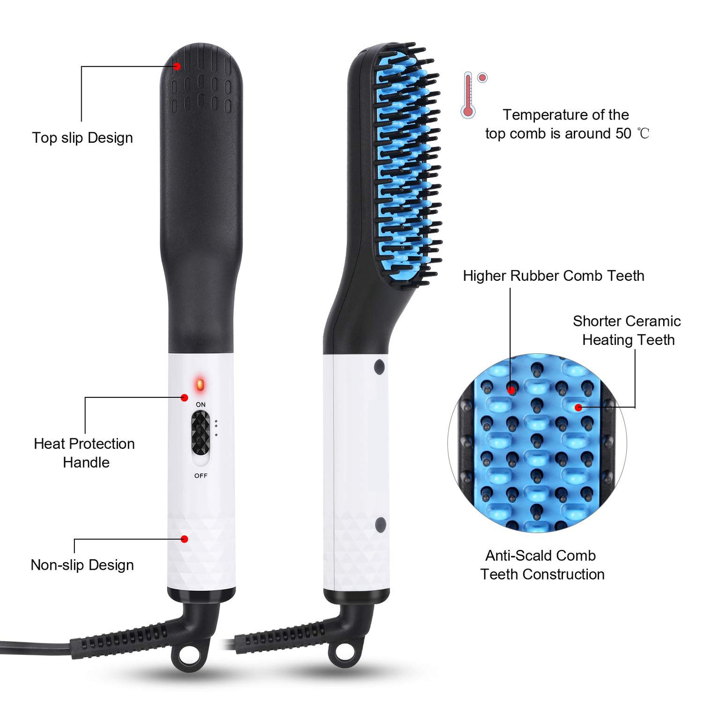 Multifunctional Hair Straightener Hair Comb & Men Beard Brush