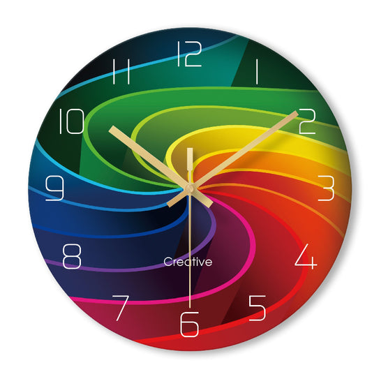 Colorful spiral clock with 'Creative' text on a white background