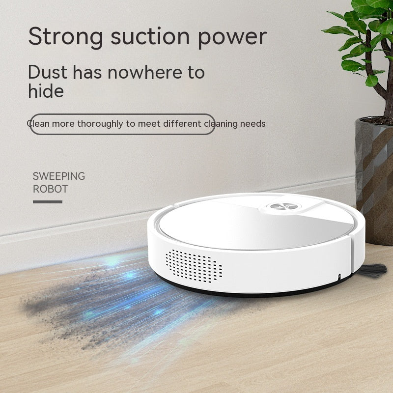 White sweeping robot with side brush and front suction vent grille