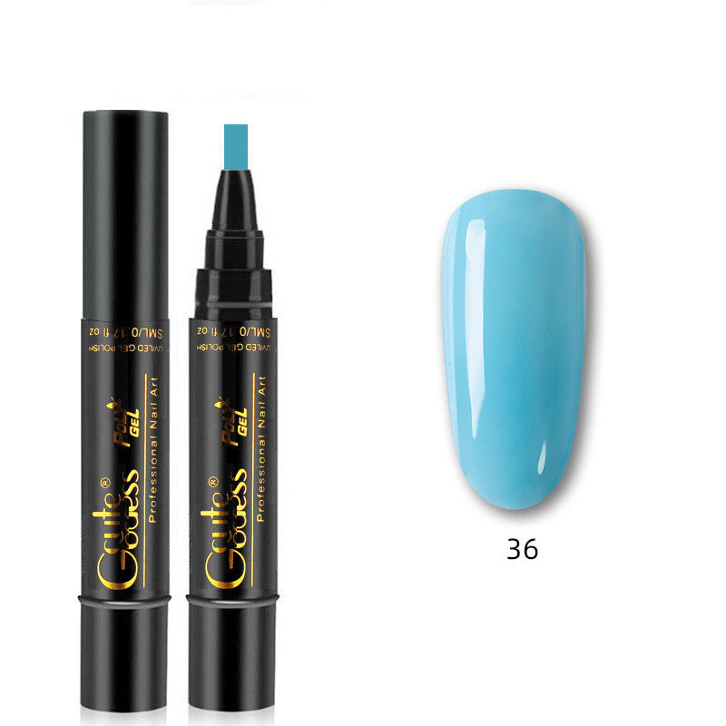 Nail gel glue pen set with light blue shade swatch (36)