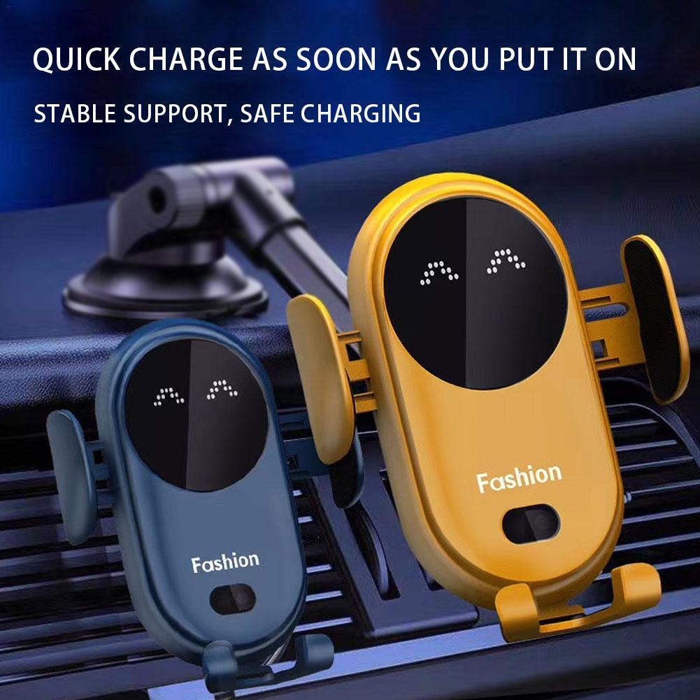 Car wireless phone holder with blue and yellow devices for air-vent mounting