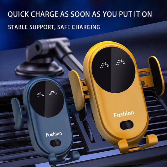 Car wireless phone holder with blue and yellow devices for air-vent mounting