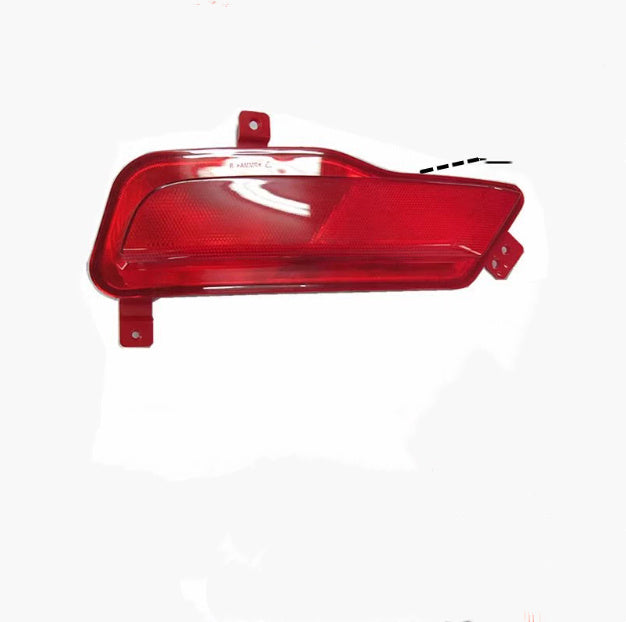 Red rear fog light with mounting brackets, side view