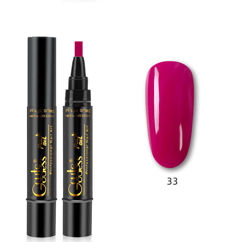 Nail gel glue pen set with bright fuchsia shade swatch (33)
