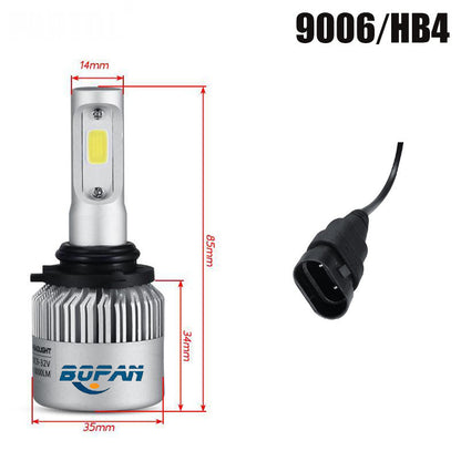 Car headlight bulb with dimensions and plug illustration on a white background