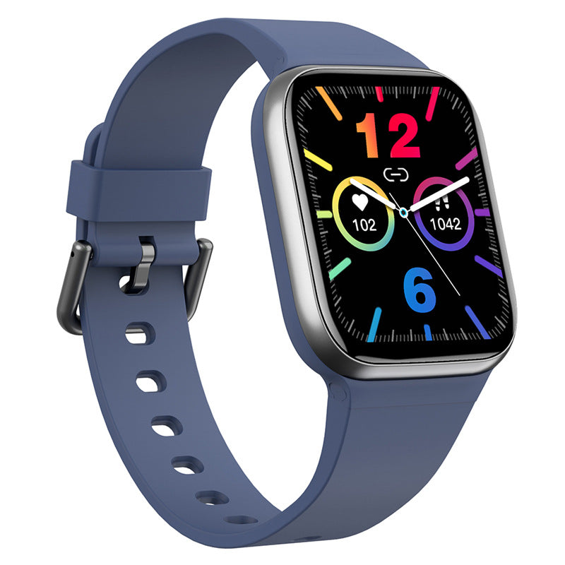 Smartwatch with a blue strap on a white background