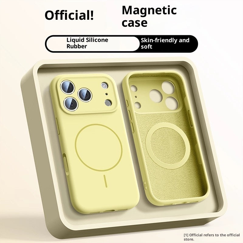 Two yellow phone cases with magnetic feature on a white background
