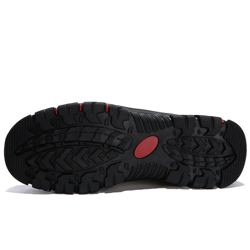 Men's cowhide leather shoes outsole, black tread with red accents