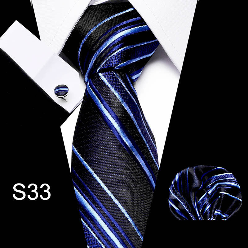 Men's business tie in dark navy with bold blue diagonal stripe design