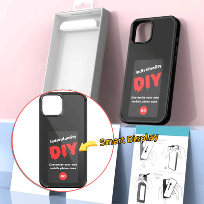 E-ink smart display phone case, black back with DIY e-ink screen and camera cutout