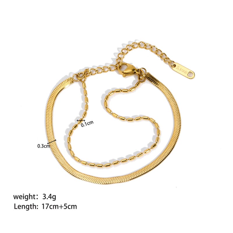 Gold-tone slim snake chain bracelet with small link clasp and extension