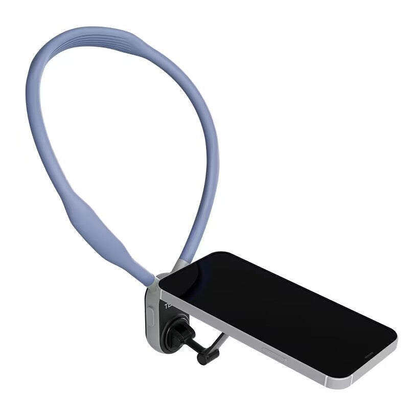 Sapphire blue phone neck mount with magnetic holder and clip arm, no phone