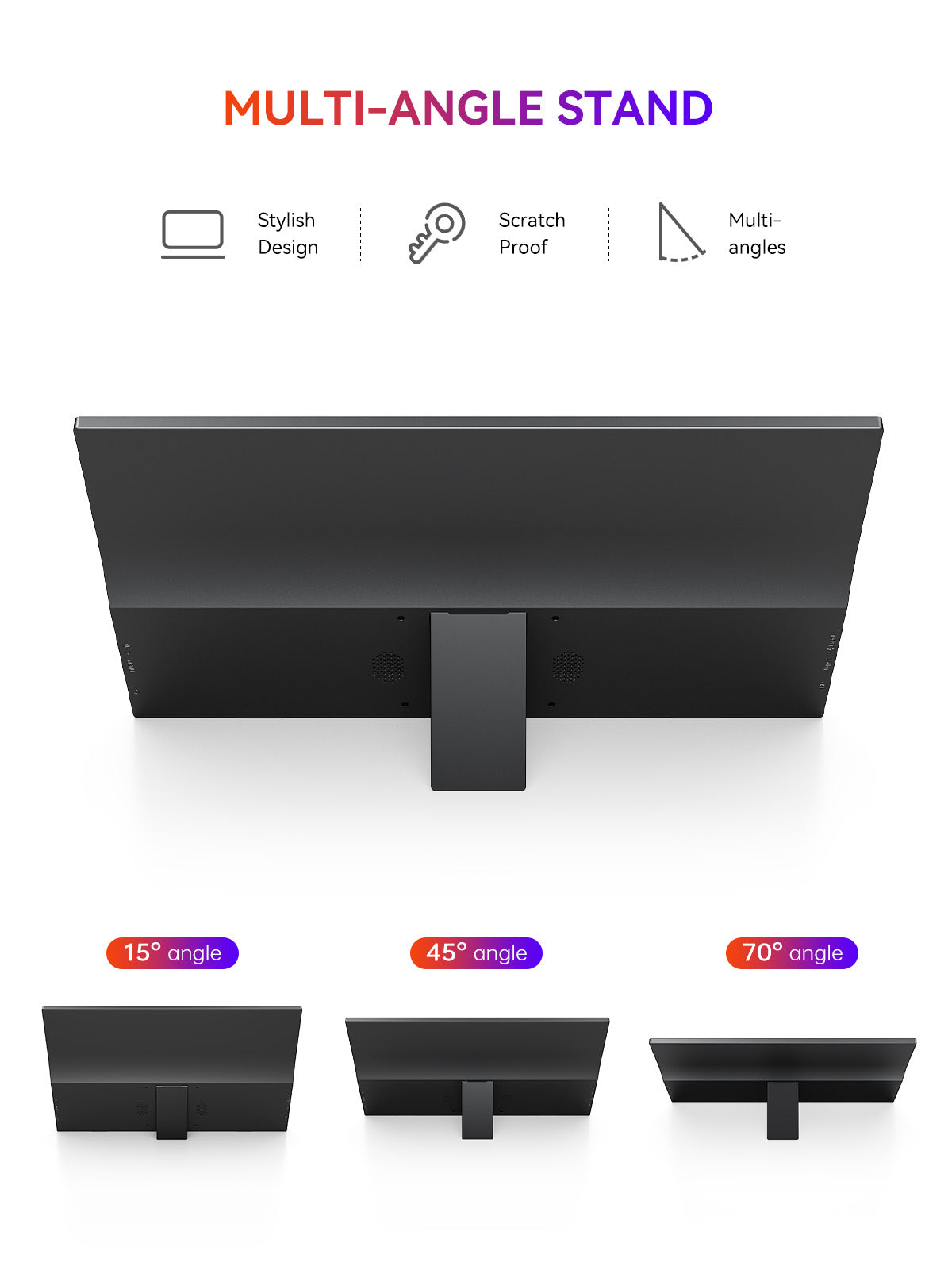 Portable monitor stand base with multiple adjustable viewing angles