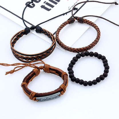 Three braided bracelets on a white background