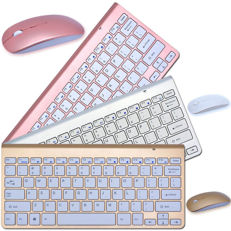 Set of wireless keyboards and mice in rose gold, silver, and gold. YAXSO UAE ONLINE STORE