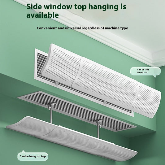 Ventilation system components on a green background with text about side window top hanging availability.