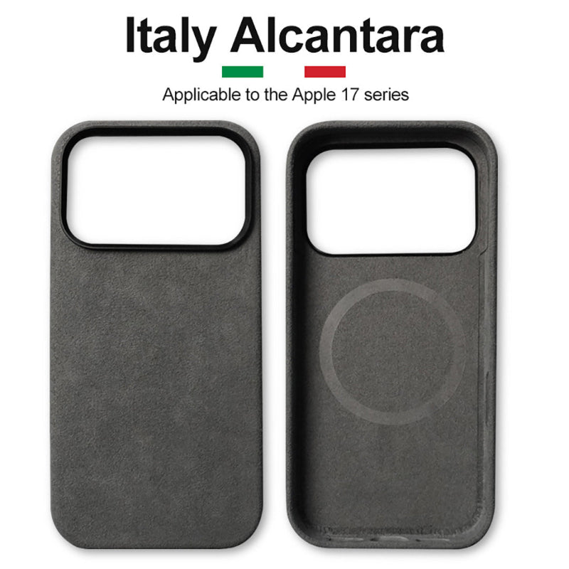 Two black phone cases with 'Italy Alcantara' branding. YAXSO UAE ONLINE STORE