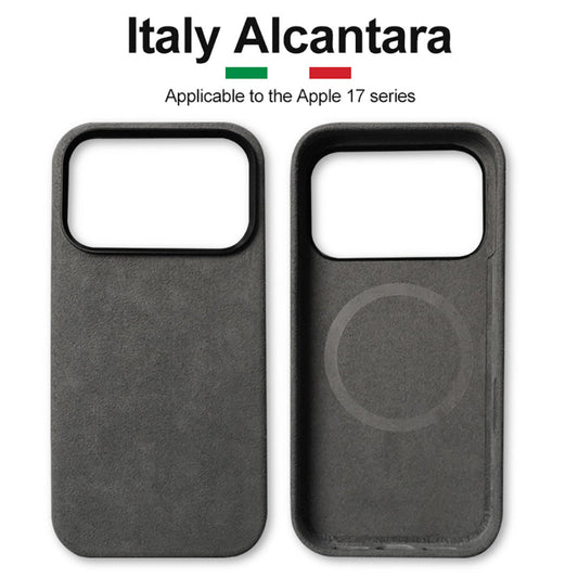 Two black phone cases with 'Italy Alcantara' branding. YAXSO UAE ONLINE STORE