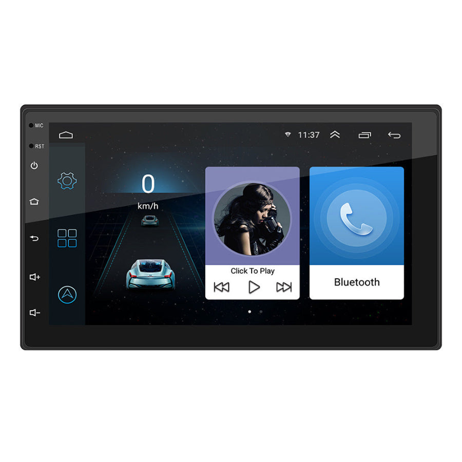 Car multimedia display with navigation and Bluetooth interface on a white background. YAXSO STORE 