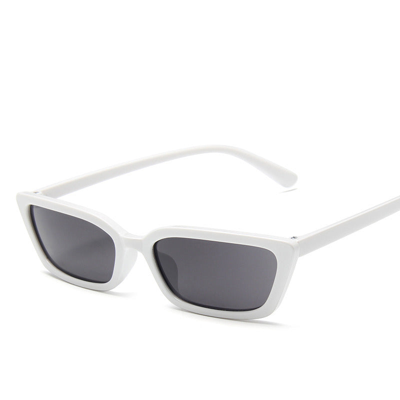 White rectangle resin sunglasses with dark lenses