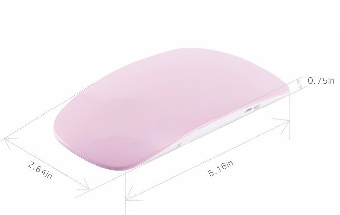 Pink portable USB LED nail lamp size diagram showing compact dimensions